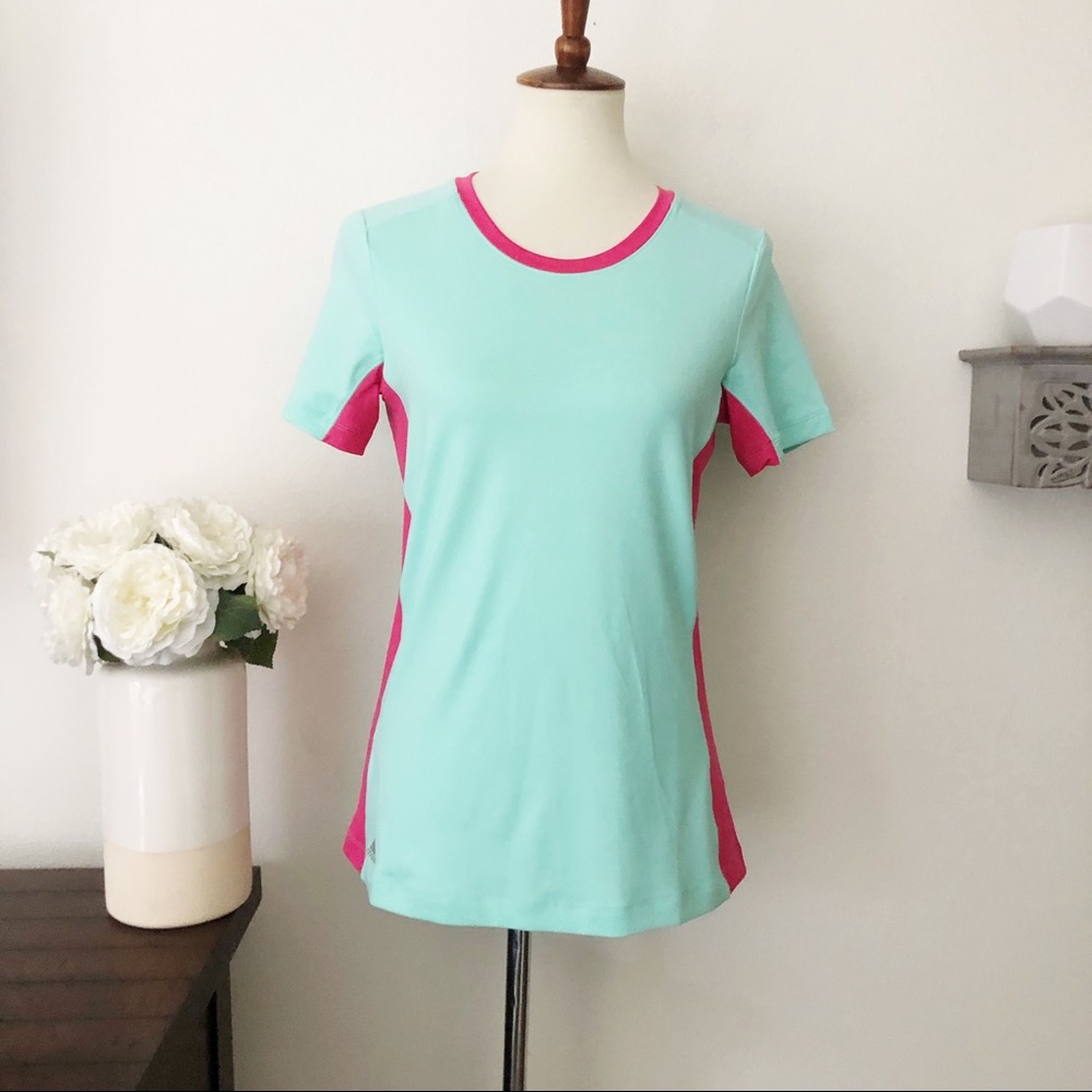 Adidas golf tee mint green and pink size small new with tags